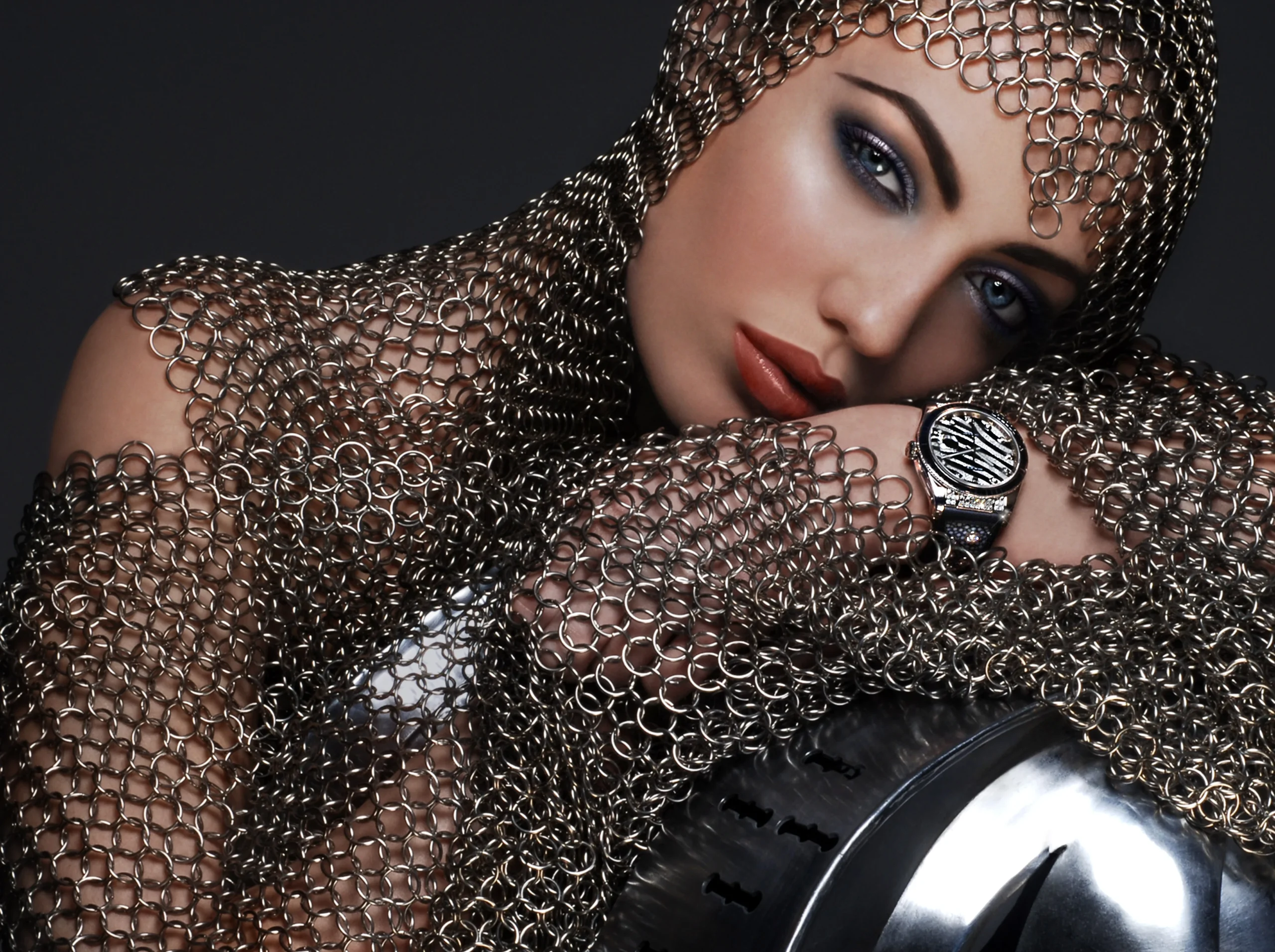 Model wearing Rolex