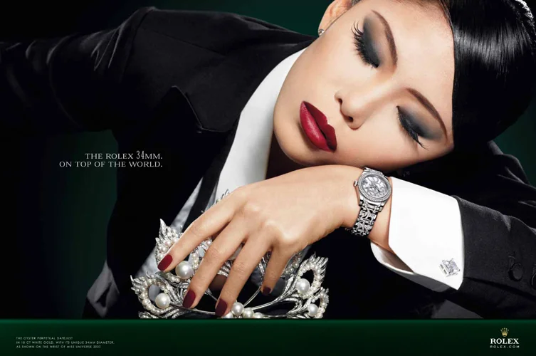Model wearing Rolex